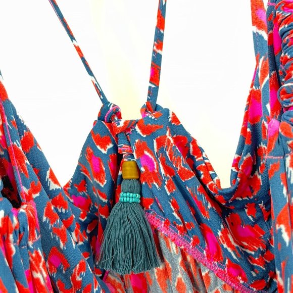 Maaji Dress Pink Blue Red Fragrant And Celebratory Giacinta Tassels Mini Size L - Picture 3 of 6